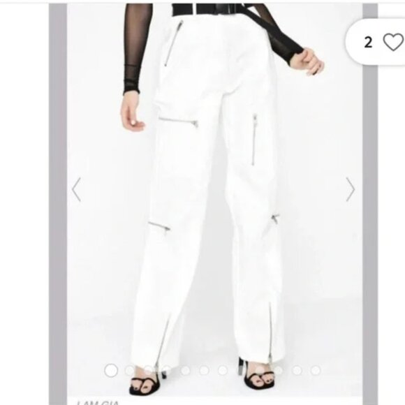 I.AM.GIA White Cargo Pants With Zippers Utility Style~Size/Small***Sold as is - Picture 2 of 9